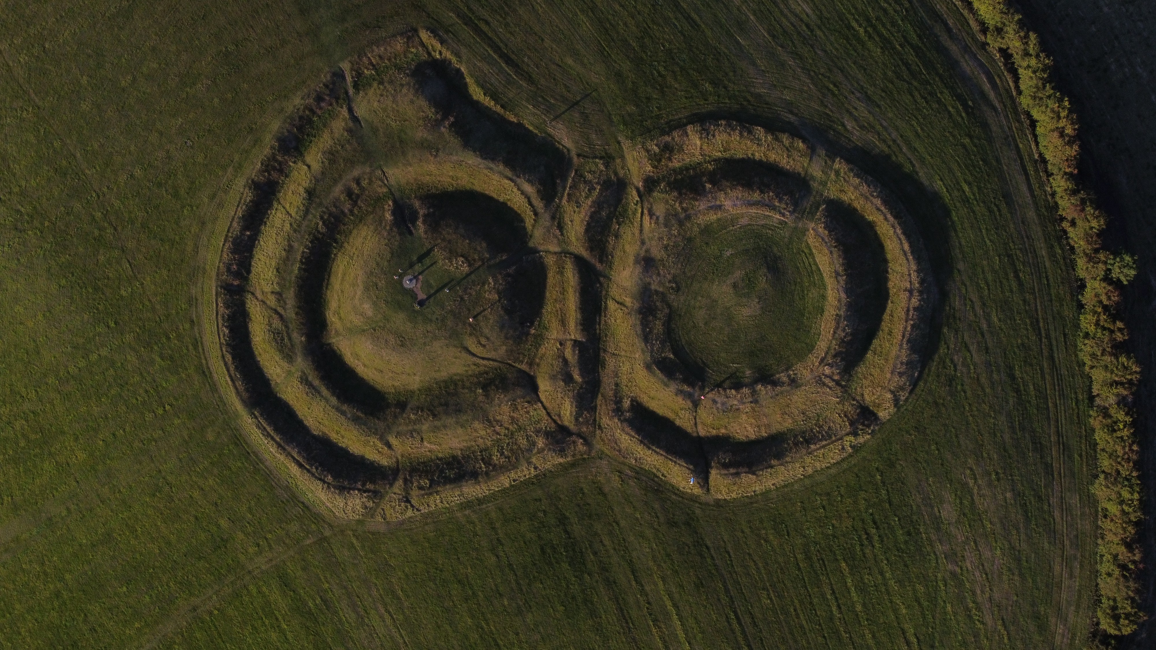Aerial drone view of an ancient ringfort in Co. Meath, captured by Boyne Geospatial