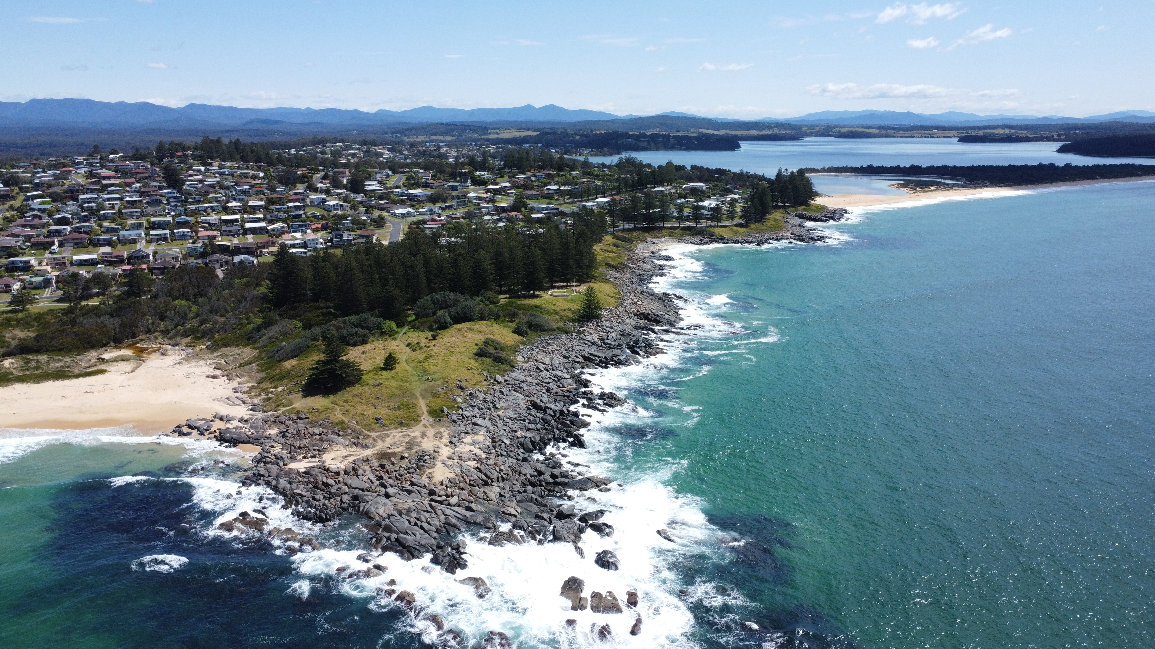 Aerial view of Tuross coastline, New South Wales, Australia