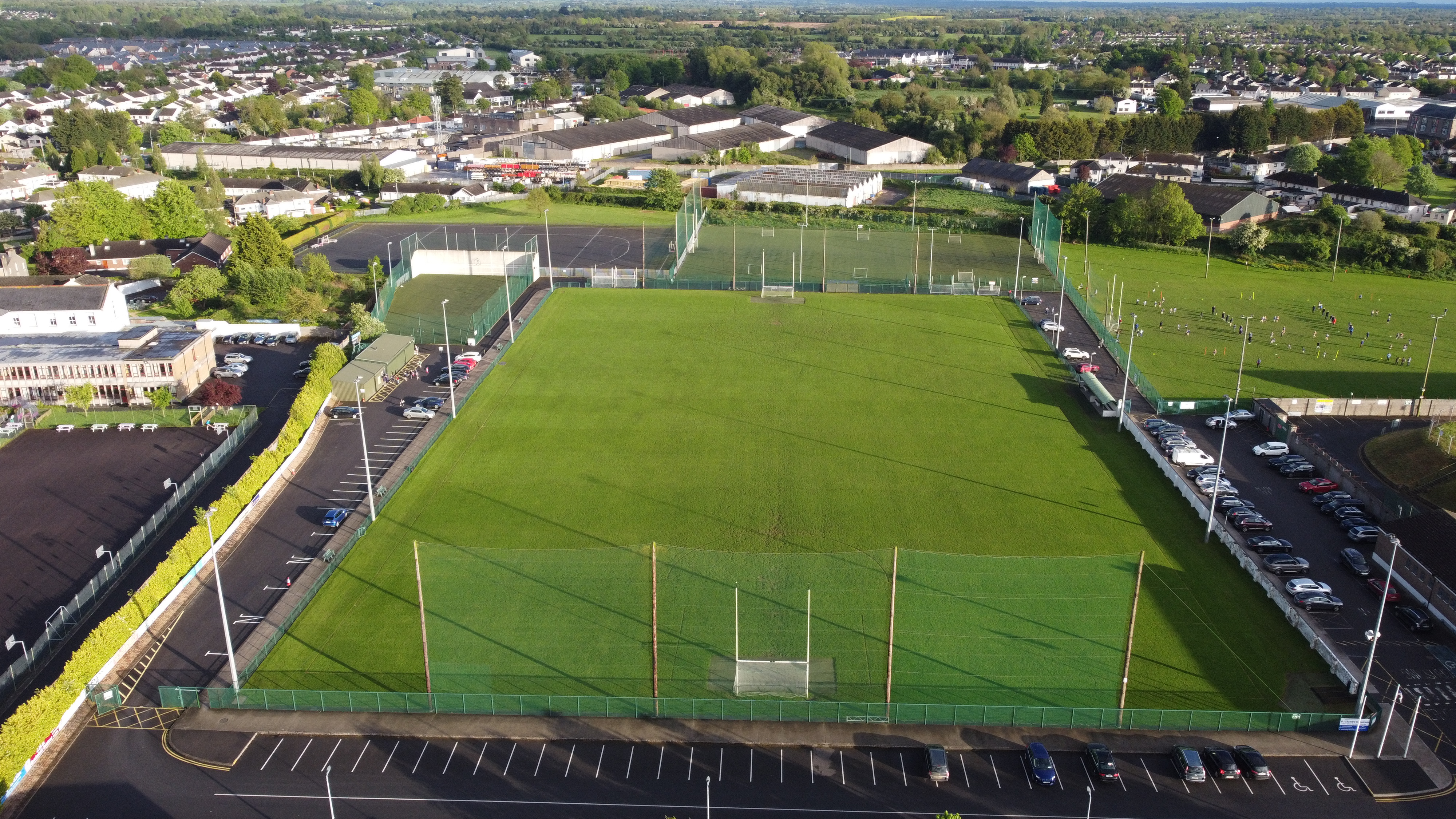 Overhead aerial view of GAA pitch, Ireland